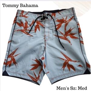 Tommy Bahama Men's Light Blue Birds of‎ Paradise Swim Shorts Size Medium EUC